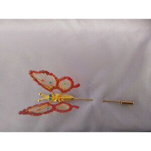 Vintage Gold Tone Butterfly Hat Stick Pin Brooch Elegant & Timeless Jewelry